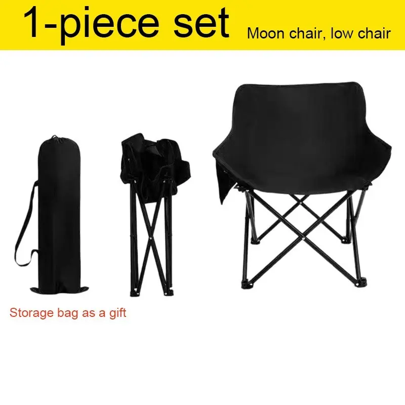 Unbranded Lightweight Foldable Chair, Portable Camping Loungers with Low Backrest & Steel Frame, Outdoor Chair for Camping, Fishing (1PCS)