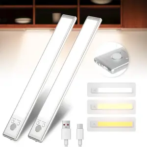 2026 upgrade 2200 mah Closet Lights, 2 Pack LED Rechargeable Under Cabinet Lighting Wireless, 3 Color Temps Under Cabinet Lights, Dimmer Motion Sensor Light Indoor for Pantry,Christmas Decorations， Kitchen, Bedroom, (2 Pcs)valentine's classroom gifts