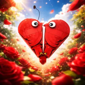 MOC 113PCS Pair of Red Birds Building Blocks Set, Durable ABS Plastic Bricks Toy, Love Couple Face to Face Meaning, Friendship Back to Back Meaning, DIY Easy Assemble Buildable Bird Figure Model, Desk Display Collectible Ornament