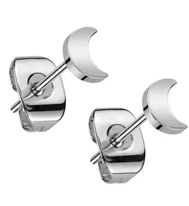 Crescent Moon Titanium Stud Earrings