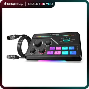 fifine SC8 Gaming Mixer with XLR Cable Bundle, Audio Interface with 7.1ch Surround Sound Headphone Amp XLR Preamp USB Plug Play Voice Changer RGB Volume Control 3 EQ Modes