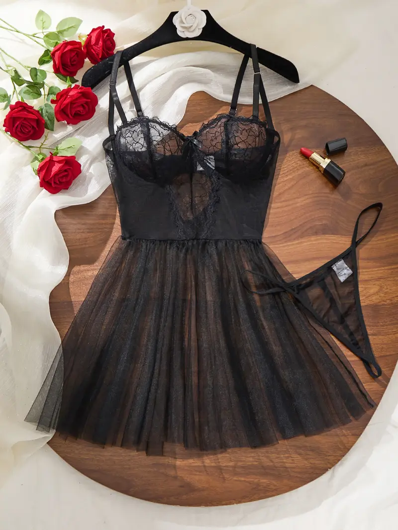 black dresses for older ladies Swiss Dot Ruffle Sleeve Dress main image 1