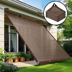 1pc Sunshade Cloth Coffee, Garden Shade Net with Eyelet Grid Awning, Easy Installation & Maintenance, Ideal for Balcony, Yard, Garage, Pool, Outdoor Canopy