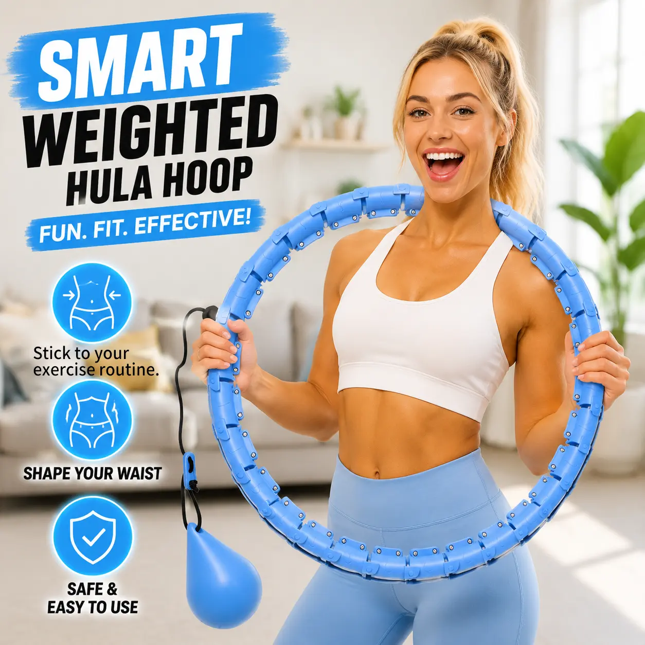 47-Inch Plus Size Weighted Hula Hoop for Adults Weight Loss, 24 Detachable Links Infinity Fitness Hoop, Ideal for Women Beginners' Home Exercise