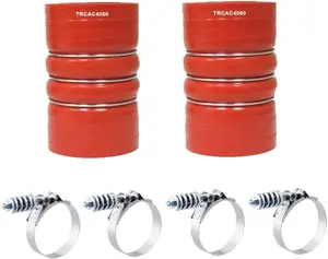 TORQUE 2PCS Silicone CAC Charge Air Cooler Hump Hose Boot Set 4" x 6" with T-Bolt Spring Loaded Clamps Set, 4 inch ID Turbo, Air Intake and Intercooler Hose Kit