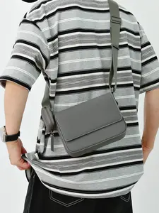1pc Men's crossbody bag, solid color, single shoulder bag, Crossbody shoulder bags, flip cover, suitable for college students to travel, work, commute, shopping