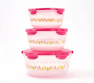 LocknLock 3-Pc Nestable Popsicle Printed Canisters