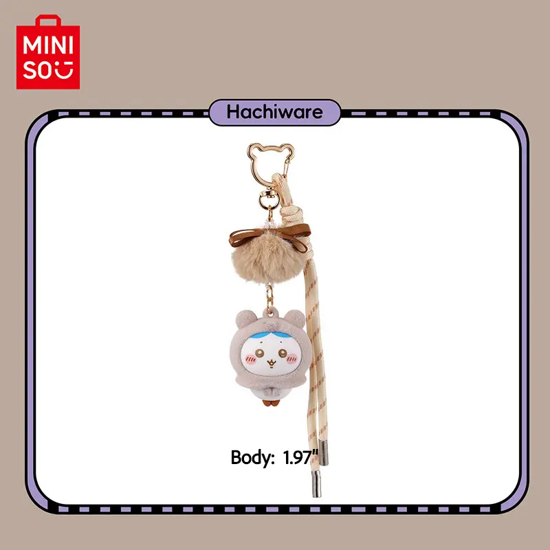 Miniso Genuine Chiikawa Fluffy Season Flocked Keychain Charm, Cute Cartoon Bag & Key Pendant, Durable & Lightweight Decorative Gift for Anime Fans, Cute Keychains, Cosplay Character Keychains