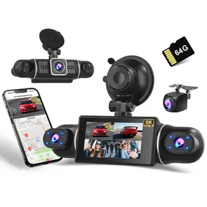360° Dash Cam Front Rear Right Left 4 Channel Dash Camera FHD 2K+1080Px3 for Car, Wide Angle, 8 IR Lamps Night Vision, WiFi&APP Control, G-Sensor, 64GB TF Card, 24/7 Parking Mode