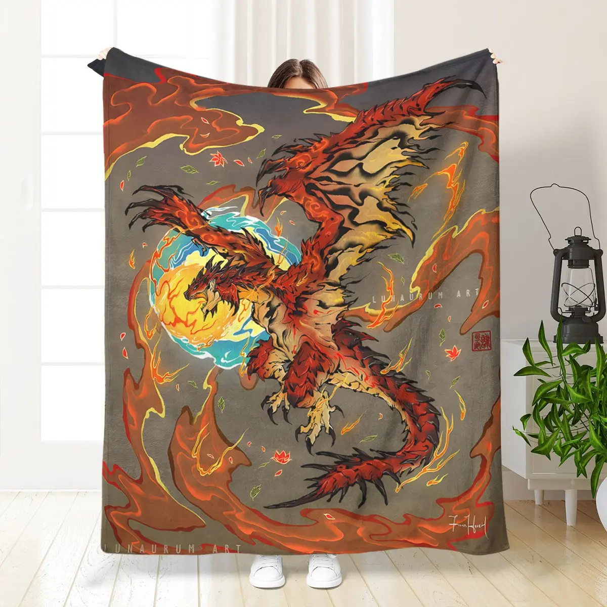 Monster Hunter Design Art Print Blanket, Soft Throw Blanket, Cool Bedroom Blanket, Air-conditioned Room Blanket, Warm Nap Blanket for Home & Office, Flannel Throw Blankets