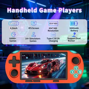 GAMINJA ANS16 Portable Handheld Gaming Console with 4.5 Inch IPS Screen, Retro Video Games RGB Lights, 14 Emulators Including Ps1 Gba Sfc, Rechargeable Portable Console