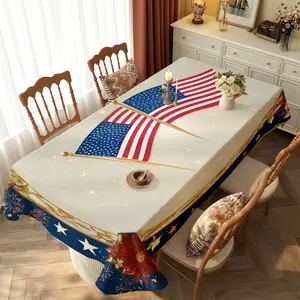 American Flag Pattern Rectangular Tablecloth, Polyester Material, Multiple Specifications Available, Multi - Color, Easy to Clean, Suitable for Daily, Festival & Anniversary Use, Creates Cozy Festive Atmosphere in Dining Room