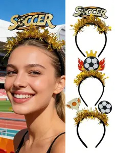 Women's World Cup Headband, Fashionable & Unique, Charming Sports, Shiny Sticker, Football Champion Cup Pattern Headband, Suitable For Daily And Festival Use, Family Gathering, Street Carnival, Cheer For Football, Women's Hair Accessory, Women's Accessory