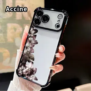 Phone Case for iPhone 17 16 Pro Max 15 Plus 14 13 12 11 E Air Lily Corner Four Corners Air Cushion Pattern Anti-drop Cell Electroplated Transparent Silicone Cover