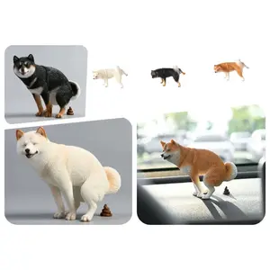 Funny Dog Pooping Figure Model Decoration, Creative Desktop Shiba Inu Puppy Ornament, Animal Figurine for Desk Decor, Office Home Decor