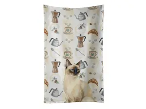 Carolines Treasures FNT1399KTWL 25 x 15 in. Seal Point Cat Coffee Time Kitchen Towel