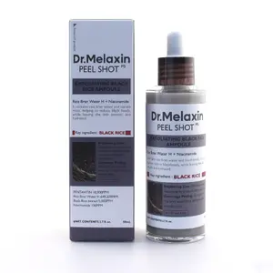 Dr. Melaxin Peel Shot Exfoliating Black Rice Ampoule (80ml) - Gentle AHA Exfoliant with Hyaluronic Acid, Brightening, Moisture-Boosting, Radiant Skin Support
