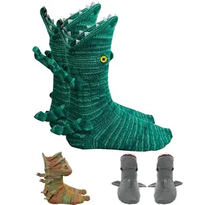 Funny Animal Knit Socks – 3D Crocodile, Shark & Dinosaur Design – Cozy Winter Warm Novelty Socks for Men & Women, Soft Casual Indoor Socks, Perfect for Christmas Gifts & Home Wear