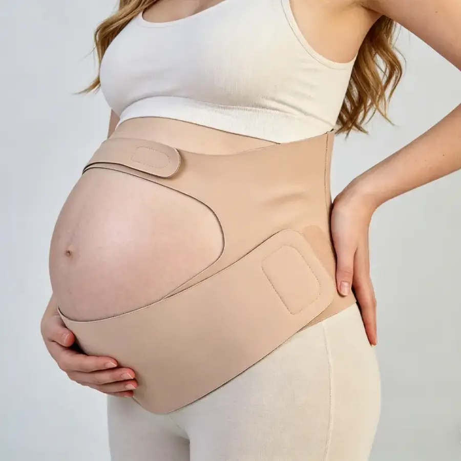 Women's Maternity Belly Band - Breathable Mesh Fabric Stomach Wrap, Adjustable Stretchable Maternity Belt for Back & Waist Pain Relief, M-XL Size for 2nd Trimester & Taking a Walk