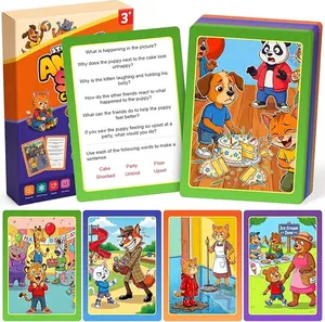 Kids Animal Story Chat Cards, 60pcs Educational Conversation Flashcards for Speech Development, Preschool Learning Toy for 3+ Years Old, Improve Empathy & Critical Thinking