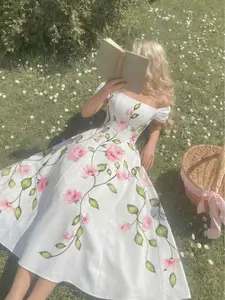Women's Fashion Summer Dress, Casual One-Shoulder Crop Top, Elegant Fitted Waist Cinch Design, Vacation Style, Perfect for Spring & Summer, Womenswear