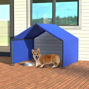 DONEXT Universal Dog Outdoor Shade Shelter Tent - Weatherproof, 47.8x46.6x36in Blue Gray Pet House for Small-Medium Dogs with Durable Steel Frame & 420D Oxford Fabric Sun Protection