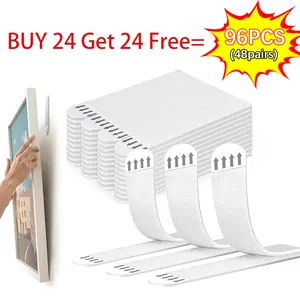 Double-sided Wall-mounted Adhesive Tape, Buy 24 Get 24 Free, 48pcs Damage-free Velcro Adhesive Strips, Home Removable Adhesive Wall Mounting Strips for Frame Hanging, Strong Adhesion