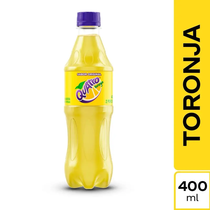 Quatro Toronja Soda Grapefruit Flavored Colombian Soda 400ml, Six Pack