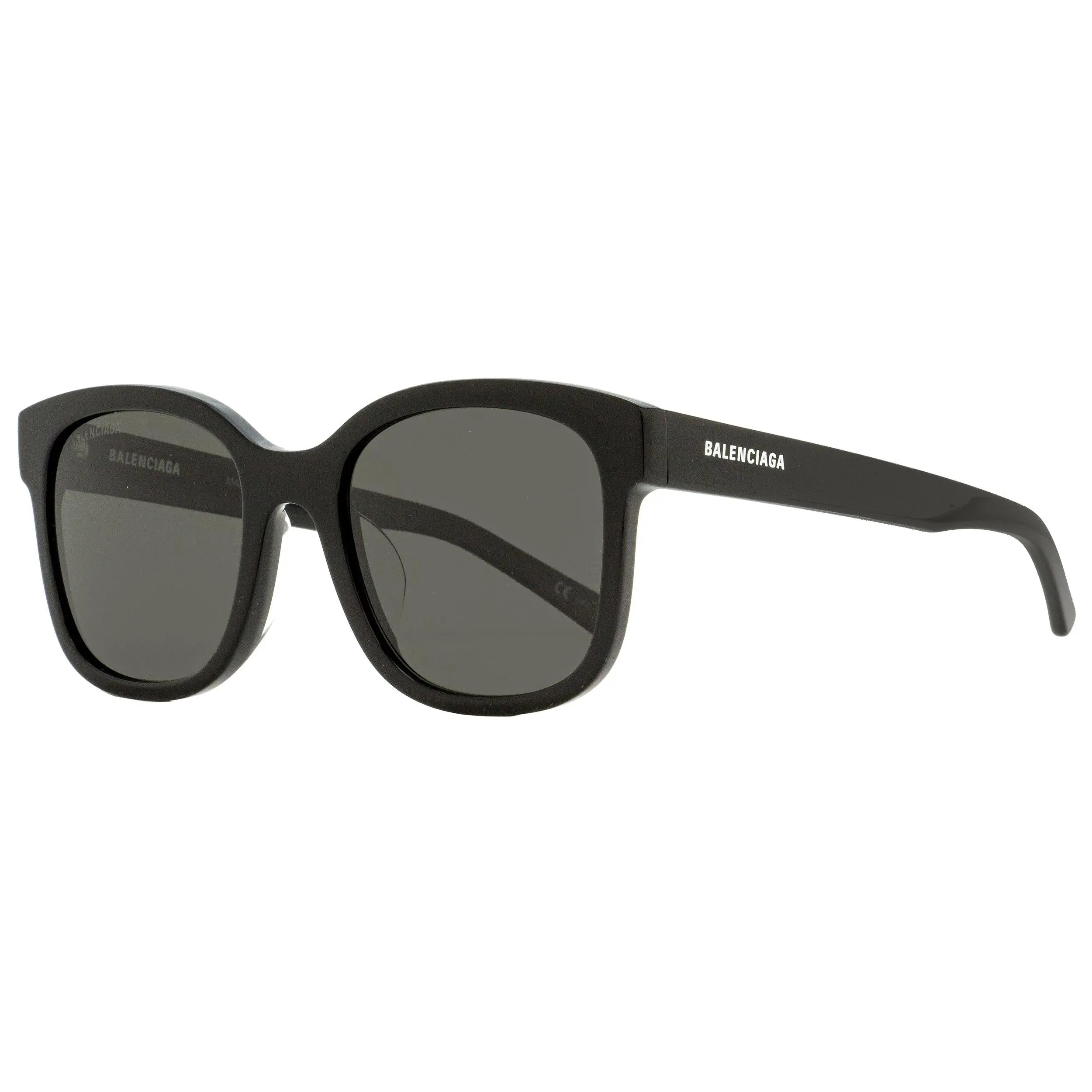 Balenciaga BB0076SK 006 Square Sunglasses, Black Polarized 52mm Designer-Inspired Lenses, Logos, Statement Frame, UV Protection, Alternative Fit, Bold Architecture, Unisex, Wide Saddle Bridge, Fashion Accessory Eyewear, Designer-Inspired Sunglasses, Polar
