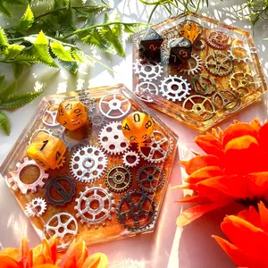 Metal gear dice rolling trays, trinket tray, ring dish