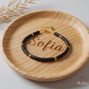 Black Onyx Bracelet - Matte Onyx Barrel Stone Beads Bracelet Gold Clasp - Healing Bracelet Gift for Her - 2x4mm Natural Stone - Adjustable Fit - Elegant & Versatile for Adults