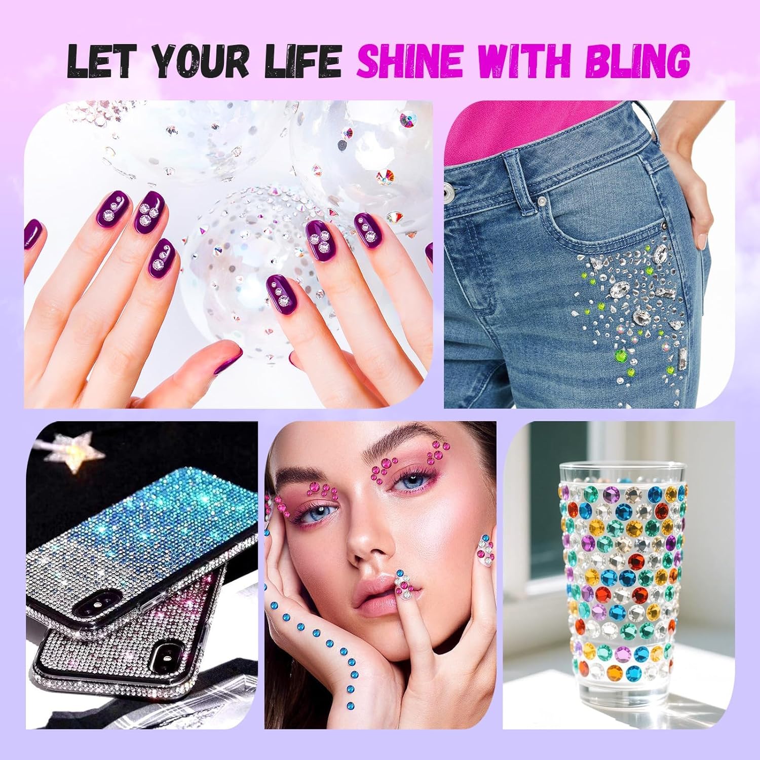 HRLbrc 35000Pcs  Multicolor Resin Jelly Rhinestones for Bedazzling, 3mm Flatback Gems DIY Kit for Diamond Art, Crafts, Phone Cases, Shoes, Books & Nail Art