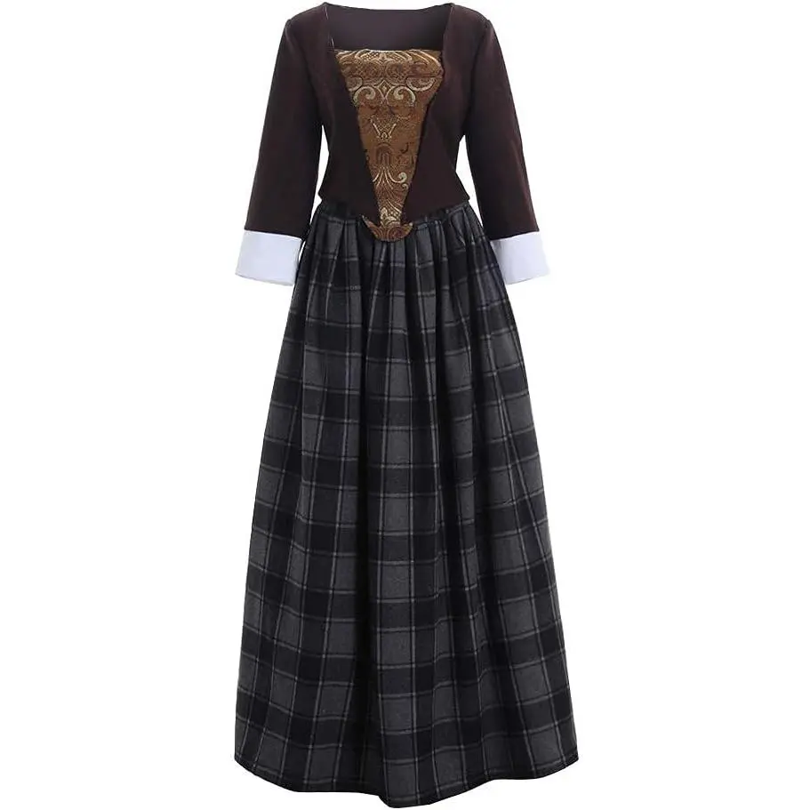 Women's Scottish Highland Dress Claire Fraser Cosplay Costume Dress from Outlander