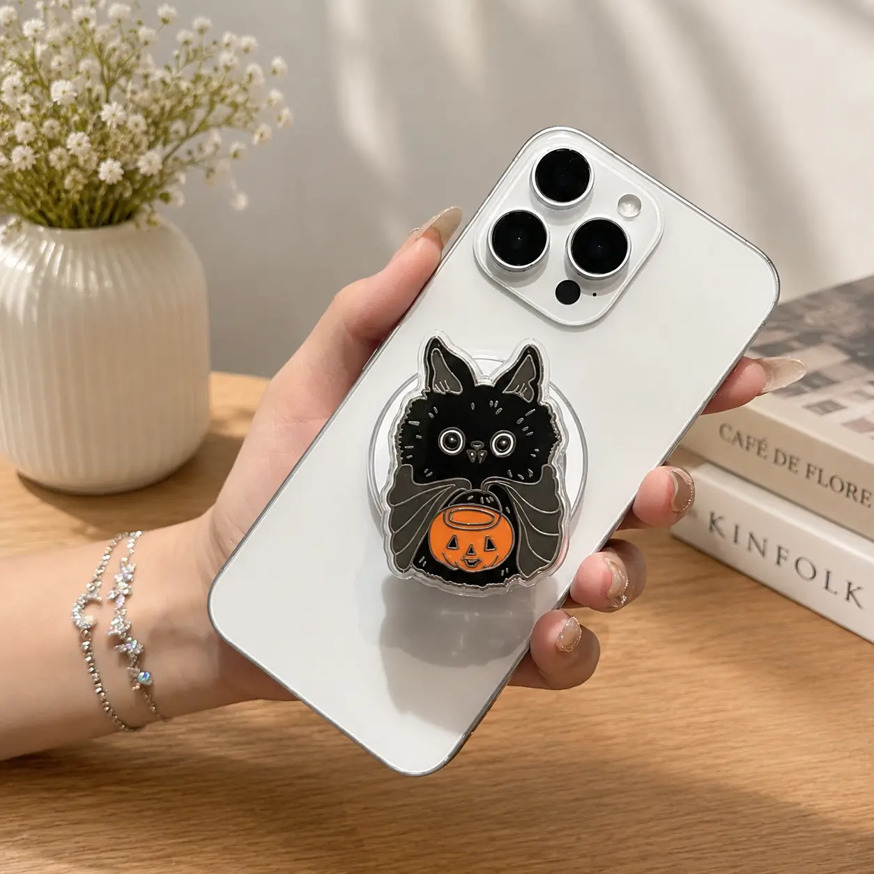 Baby Bat MagSafe Phone Grip, Spooky Halloween Bat Phone Holder Stand, Gothic Fall Kindle Grip, Kawaii Autumn Gift