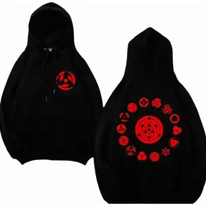 UchihaClanSharingan Hoodie, Red Eye Symbol Pullover, Anime Streetwear Hoodie for Men and Women
