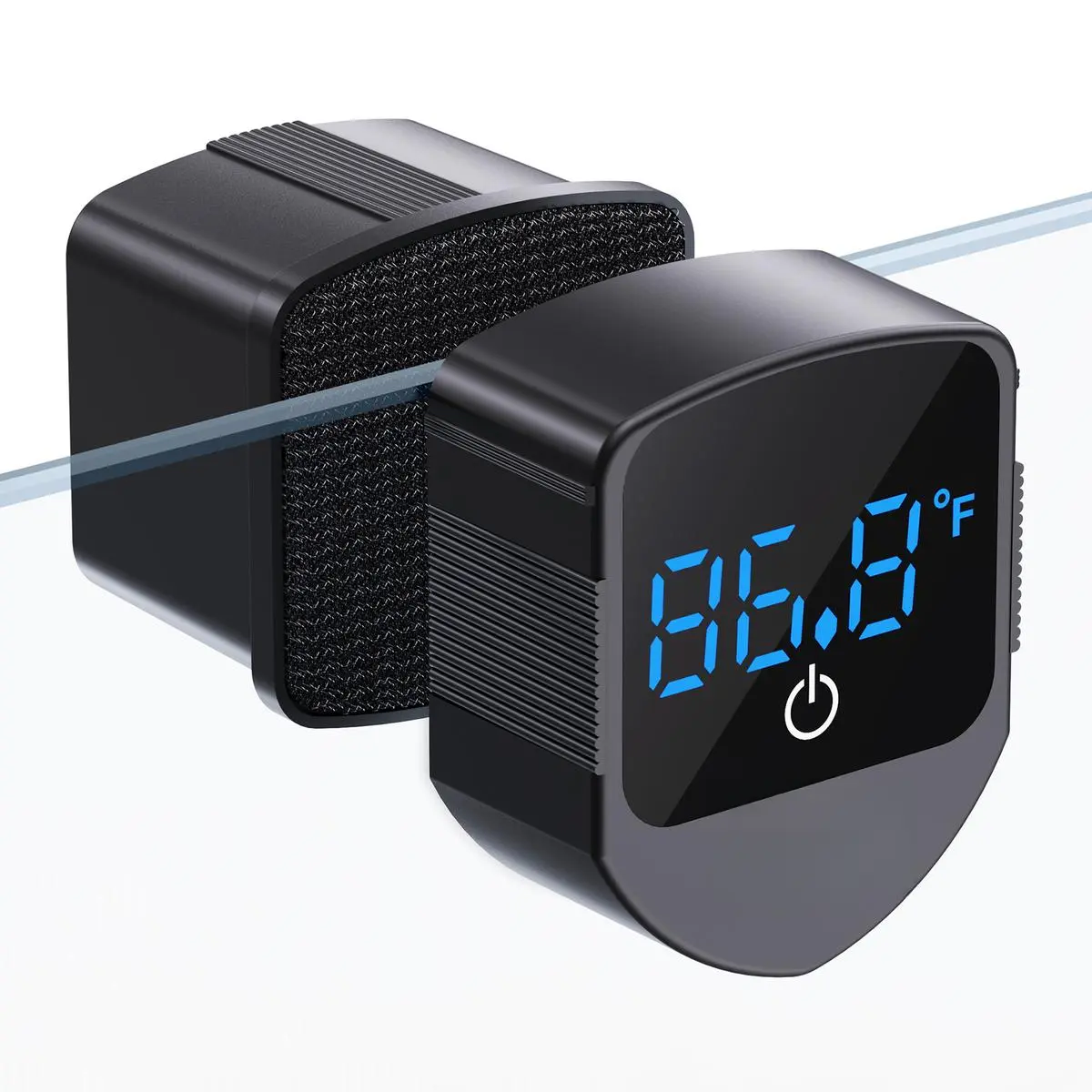 2 in 1 Aquarium Magnetic Cleaner with Digital Thermometer for Glass Tanks 1-30 Gallons Compact Efficient Cleaning Tool for Aquariums Home Water Temperature Monitoring Fish Tank Cleaner Aquarium Accessories