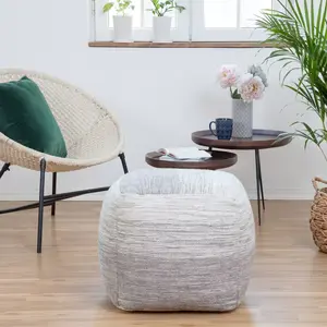 Halifax Pouf Ottoman Gray/Ivory - Anji Mountain