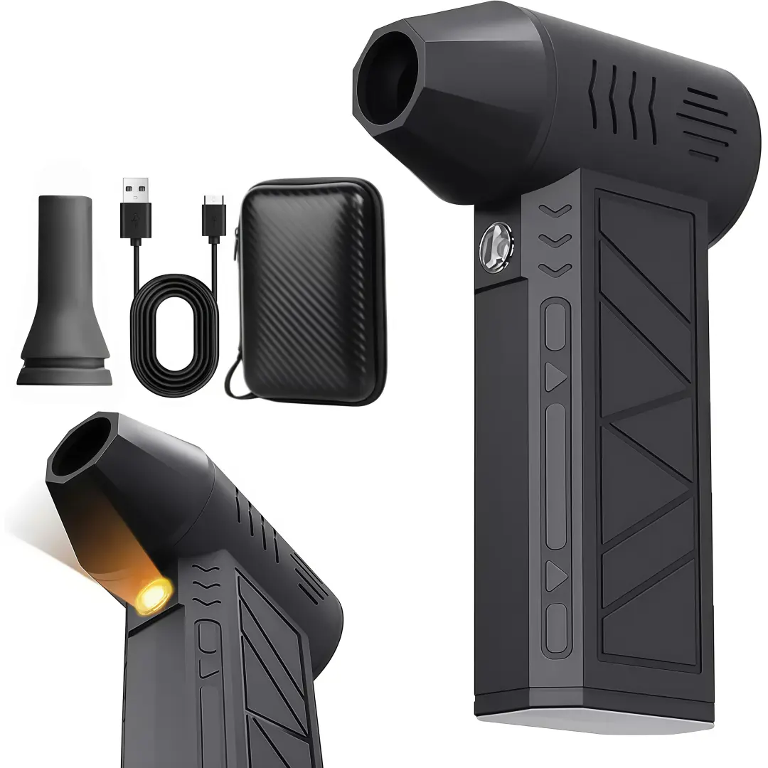 LMMAKE 1PC Cordless Air Duster - Lightweight Handheld Blower, USB Rechargeable Blower, 3-Gear Adjustable Compressed Air Tool, Portable with LED Light, Batteries Included, for Computer Electronics Keyboard Cleaning, Car Detailing