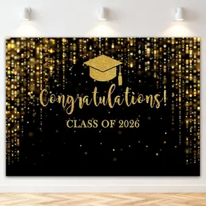 2026 Graduation Background Curtain, Gold Sparkle Bokeh Party Backdrop, Graduation Dance Party Cake Table Decor, Photo Props