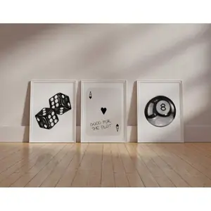 3 pieces of black and white wall art fashion gallery wall set aesthetic art, apartment, dormitory, office decoration 2D flat printing frameless painting Decorative Artwork