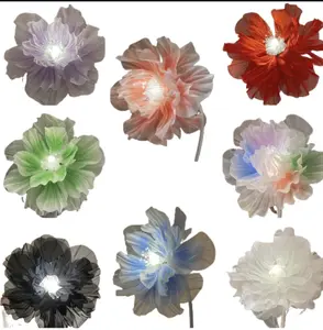 Automatic opening and closing LED artificial flowers, wedding party event artificial flower decorations for shopping malls