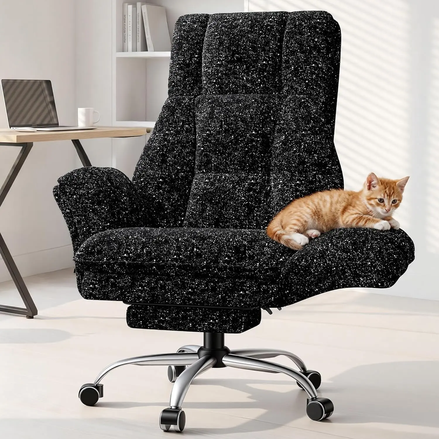 【Hot Deals】HOMRELEXA Big and Tall Executive Ergonomic Gaming Chair, Flip Armrests for Pets & Cross-Legged Sitting, Tech Fabric Wide Seat Desk Chair with Footrest, Reclining Office Furniture