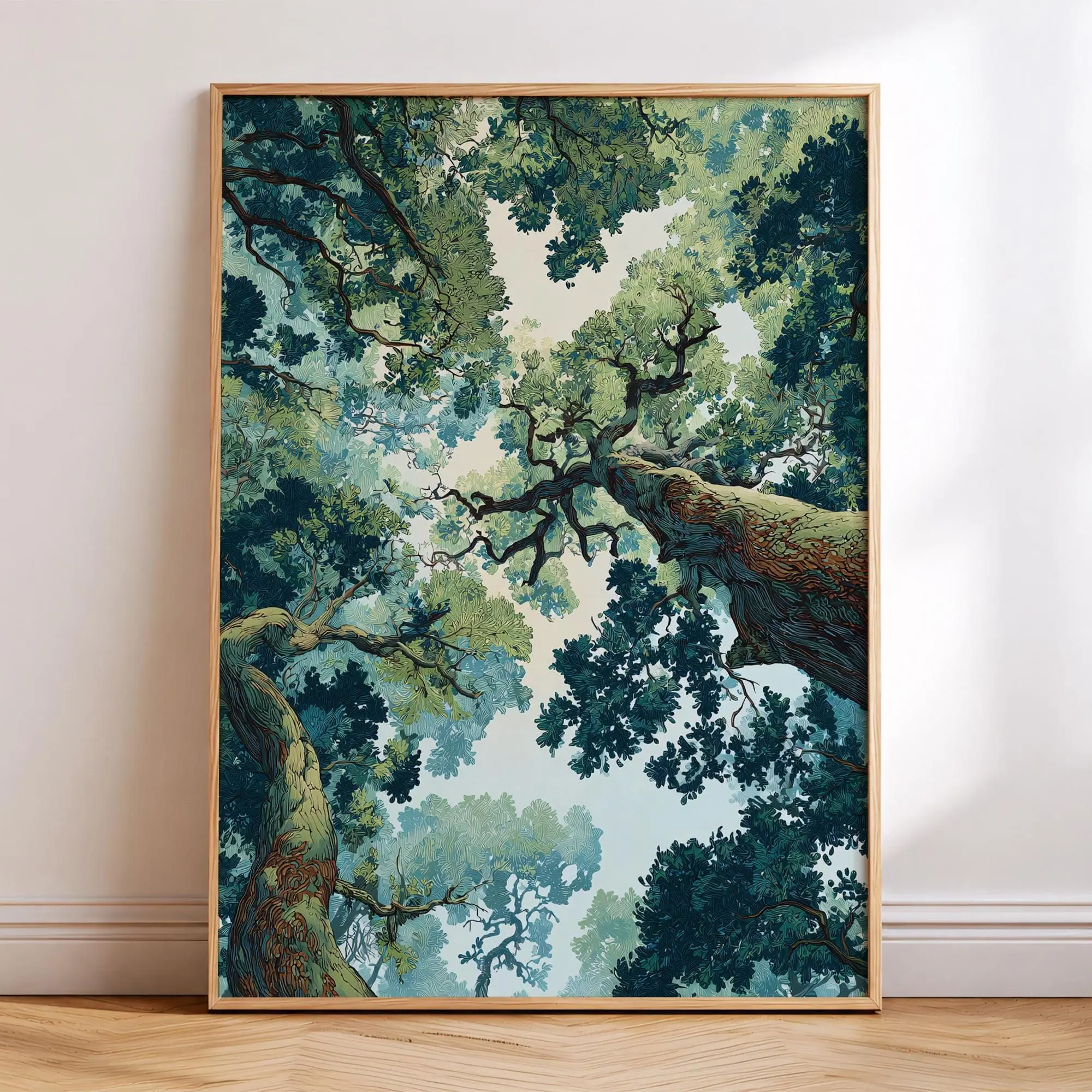 Forest Canopy Tree Wall Art [Unframed], Green Leaf Nature Print, Woodland Landscape Decor, Botanical Poster