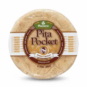 Phoenicia Pita Pocket Fresh Whole Wheat Bread, Large 8pcs, 23oz, (653g)