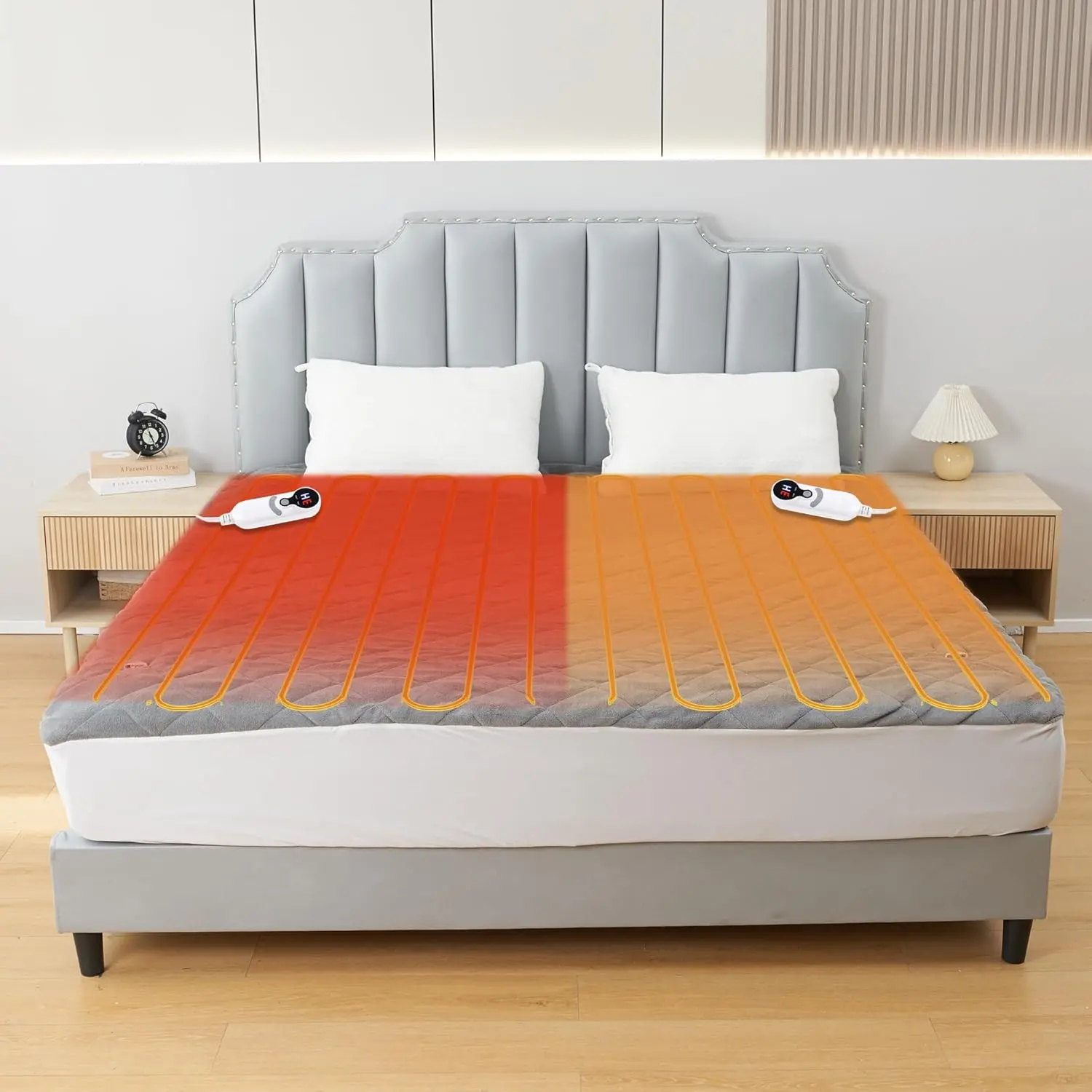 Electric Mattress Pad  Size 60"x80",6 Heating Levels & 1-10 Hour Auto Shut Off,Warm and Soft Comfort Fabric with 15 Inch Deep Pocket,Machine Washable,Gray