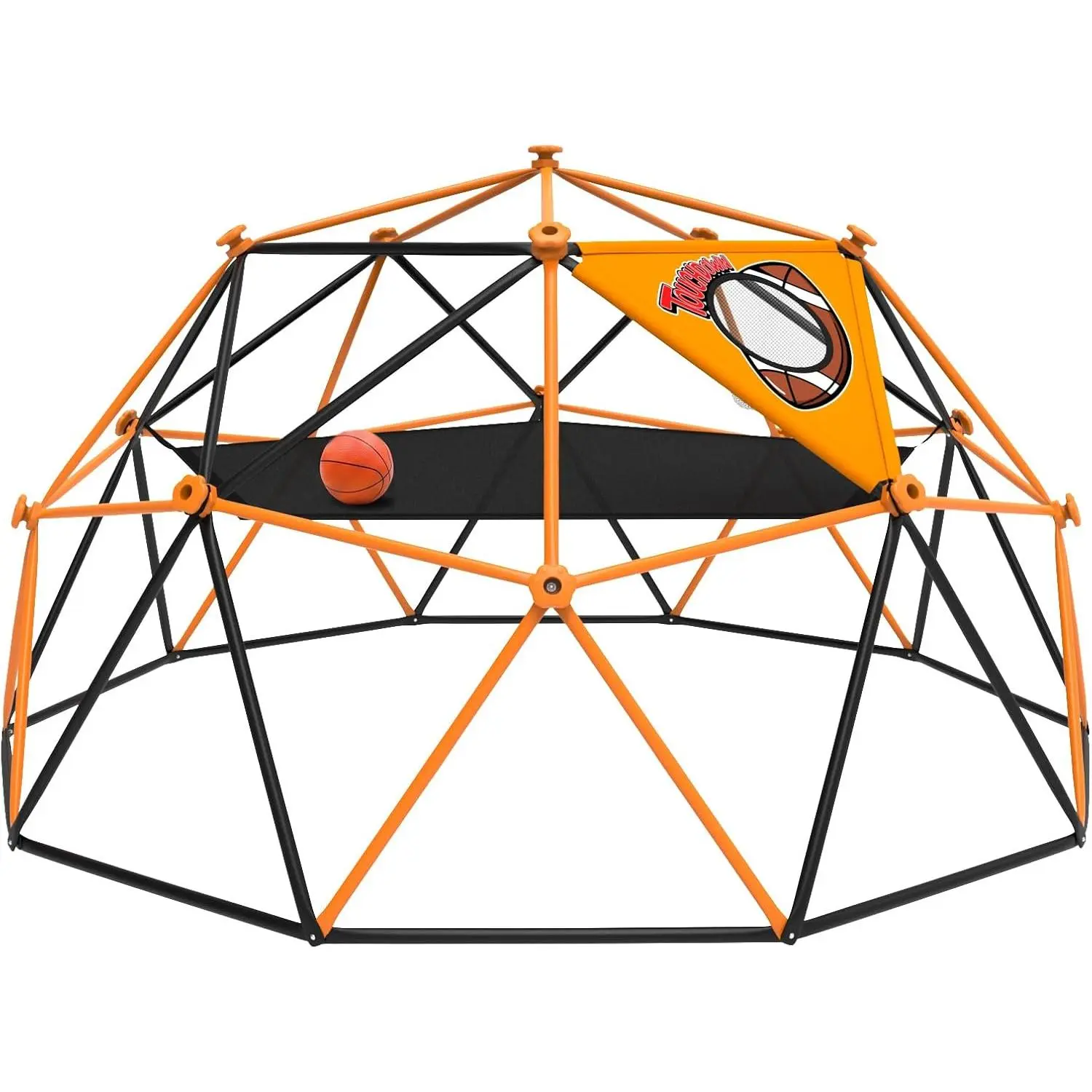 10FT Climbing Dome with Hammock & Ball Toss Game, 880LBS Geometric Dome Climber with Cat Paw Safety Holds, Anti-Rust Outdoor Jungle Gym Play Equipment for Kids 3-12 Years
