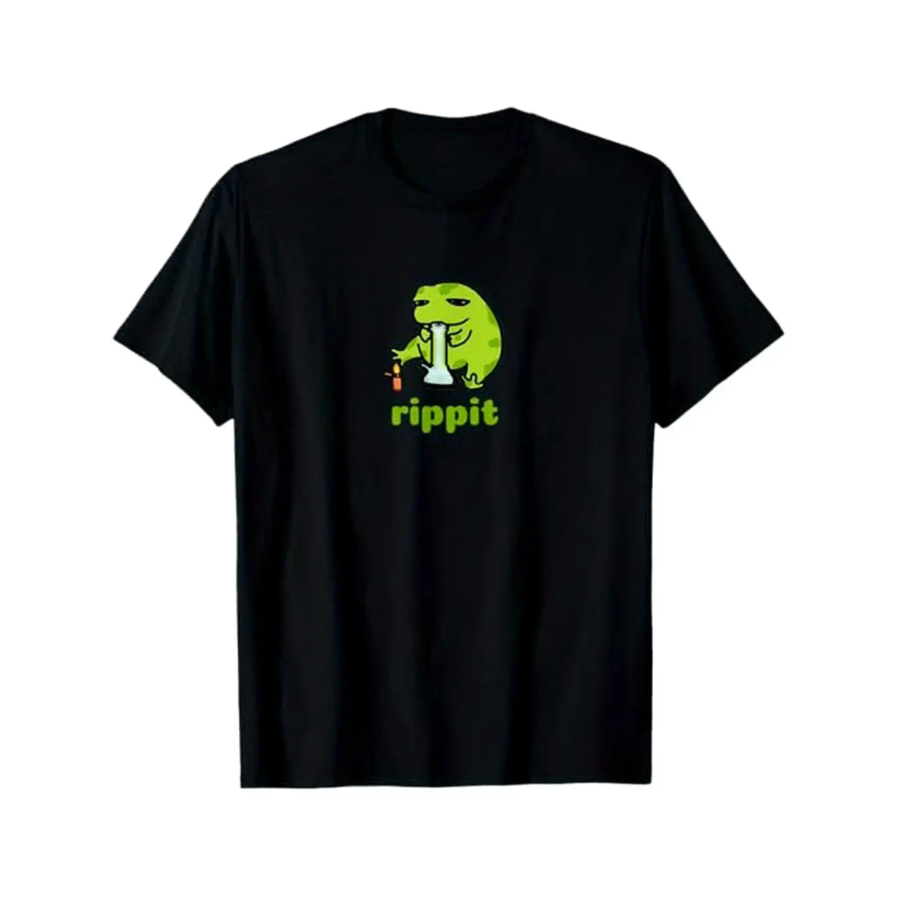 funny shirts for men Rippit Stoner Frog Smoker Theme Men and Women T-shirt, S-XXXL% Cotton, Friend Gift,, Black , Adult funny T-shirt, Gift for Woman and Man, weekend casual, minimalist style, Martin Luther King Jr. Day, Round Neck Fabric