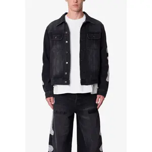 mnml Skeleton Trucker Jacket - Washed Black