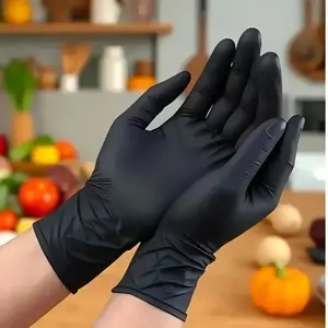 100 Pack Black Nitrile Disposable Gloves, Powder & Latex Free, Multi-Purpose Heavy Duty Gloves for BBQ, Tattoo, Hair Dye, Cooking, Mechanic Work, Food Safe, Durable & Tear Resistant