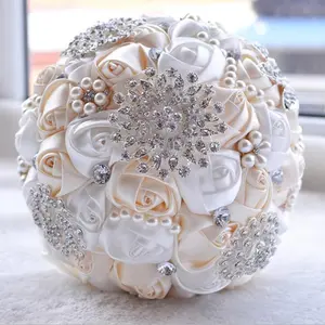 1pc/lotArtificial Wedding Bouquets Hand made Flower Rhinestone Bridesmaid Crystal Bridal Wedding Bouquet de mariage